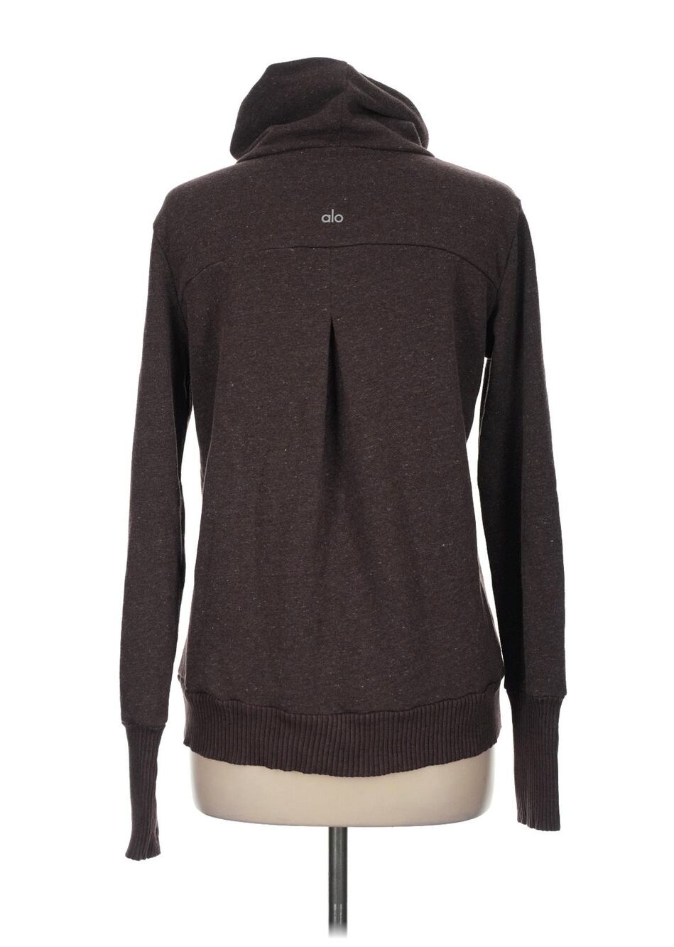 Alo Yoga Haze Pullover Sweatshirt Charcoal Black purple Back Pleat Thumbholes